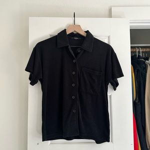 Forever 21 Black Terry Cloth Top Small